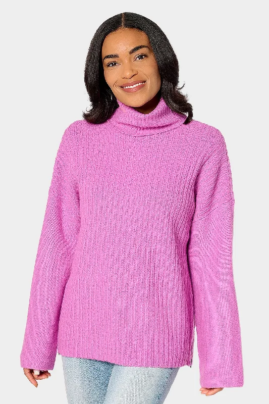 Side Zip Turtleneck Sweater