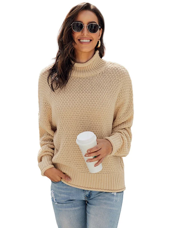 Waffle Knit Turtleneck Sweater Jumper